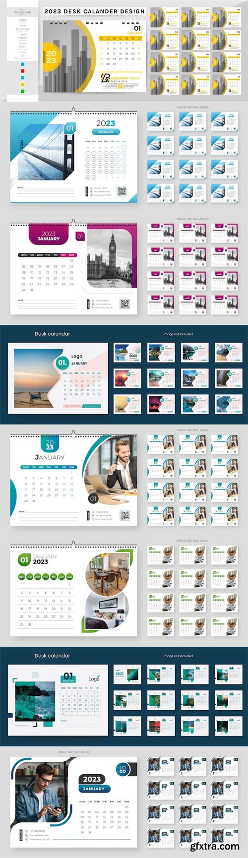 8 Creative Desk Calendars for 2023 Vector Templates 8 Creative Desk Calendars for 2023 Vector Templates