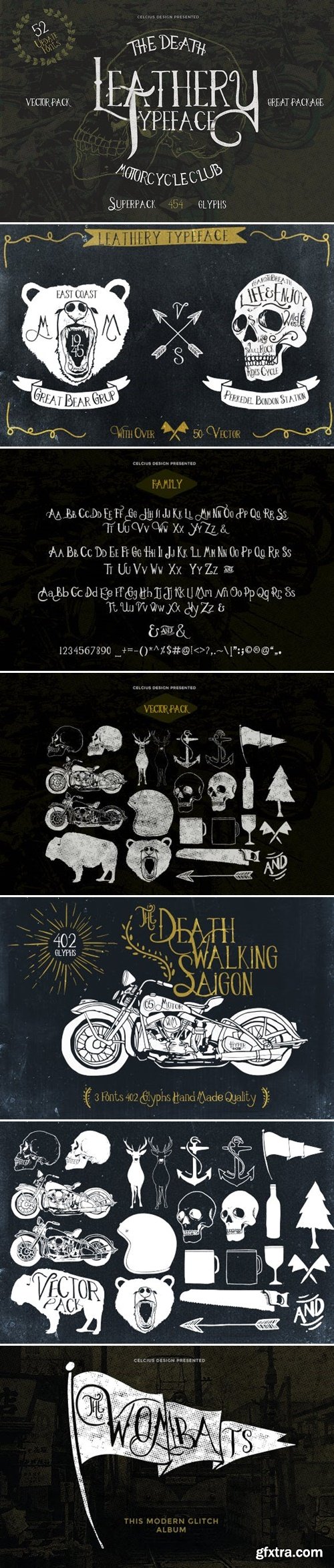 Leathery &amp; Bonus Pack Font