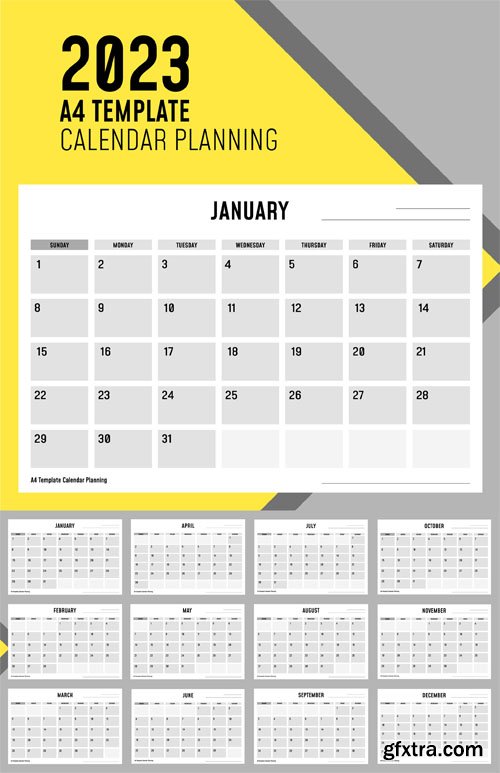 A4 Calendar 2023 Planning PSD Template A4 Calendar 2023 Planning PSD Template