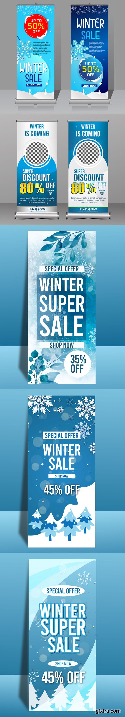 7 Winter Sale Roll-up Banners Vector Templates 7 Winter Sale Roll-up Banners Vector Templates