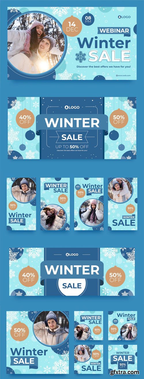 Winter Sale Flat Marketing Vector Templates Pack Winter Sale Flat Marketing Vector Templates Pack