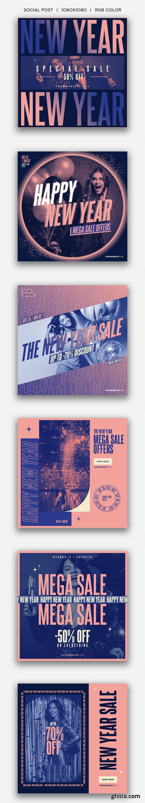 6 Happy New Year Special Sale Social Media Posts PSD Templates 6 Happy New Year Special Sale Social Media Posts PSD Templates