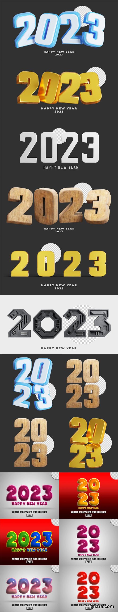 15 Happy New Year 2023 3D Renders PSD Templates 15 Happy New Year 2023 3D Renders PSD Templates