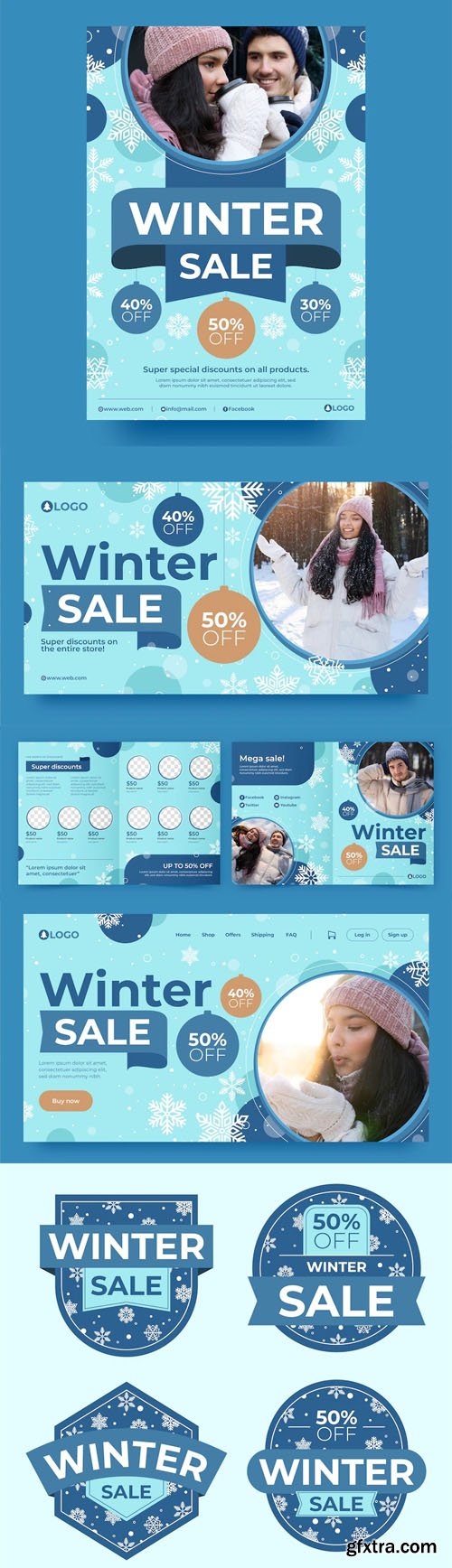 Winter Sale Flat Marketing Vector Templates Pack Winter Sale Flat Marketing Vector Templates Pack