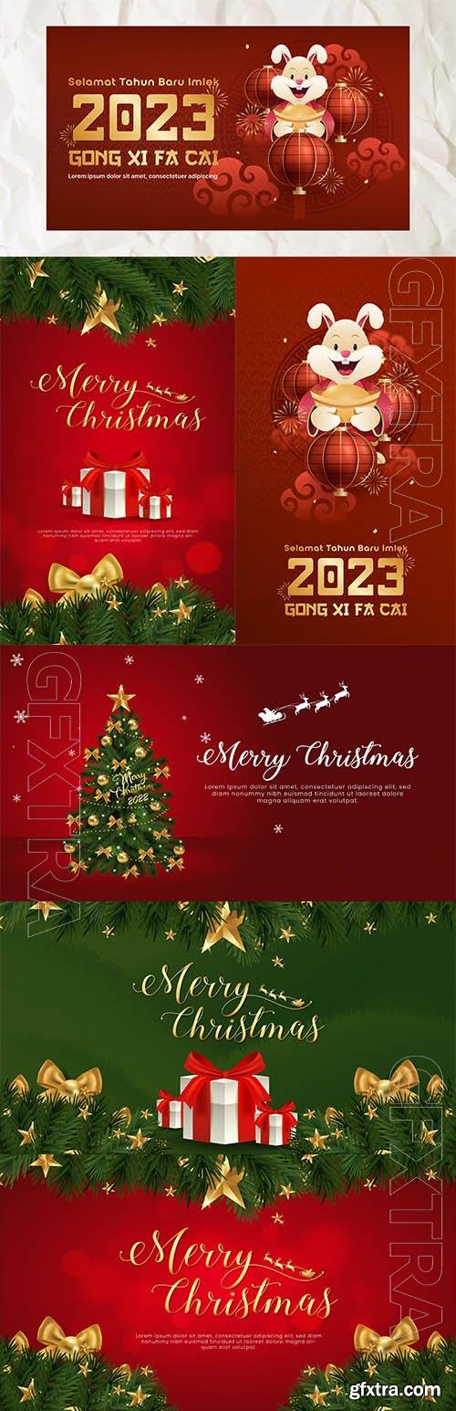 Vector Chinese New Year Template With Bunny And New Year Decor GFxtra