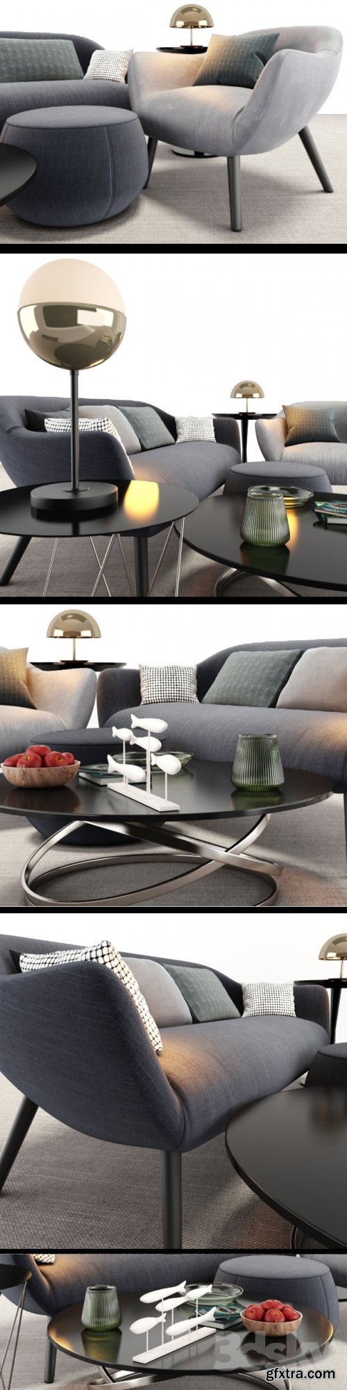 Poliform Mad Sofa Chair Set 3d model