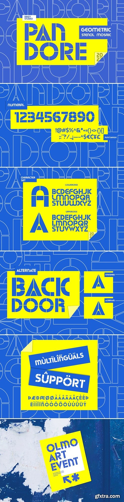 Pandore - Geometric Stencil Font