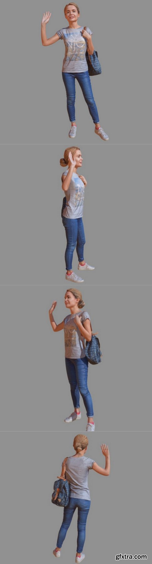 Casual Lady Greeting 3D Model