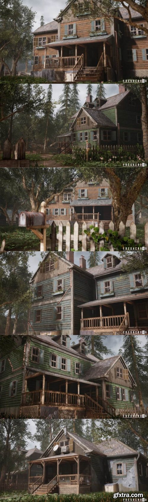 Unreal Engine Village Houses Environment Furnished Interiors GFxtra