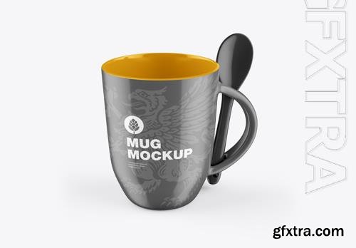 PSD coffee cup with spoon mockup