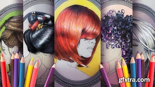 How To Color Hair // with colored pencils