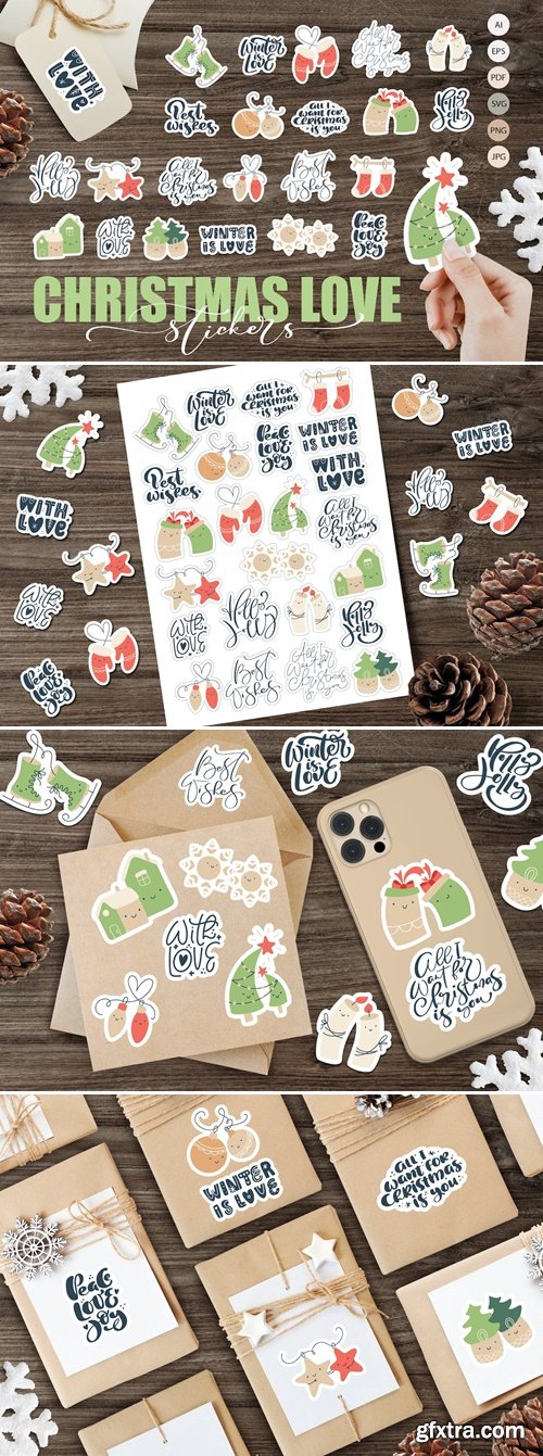 Christmas love stickers SVG 39A5PLJ