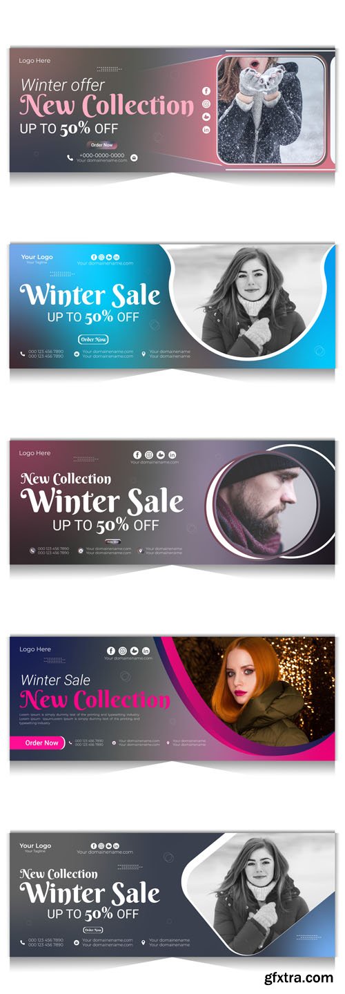5 Winter Fashion Sale Offer - Web Banners & Facebook Covers Vector Templates 5 Winter Fashion Sale Offer - Web Banners & Facebook Covers Vector Templates