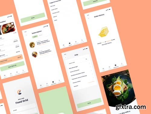Ui8 - FoodGrid Online food delivery platform mobile ui kit $49