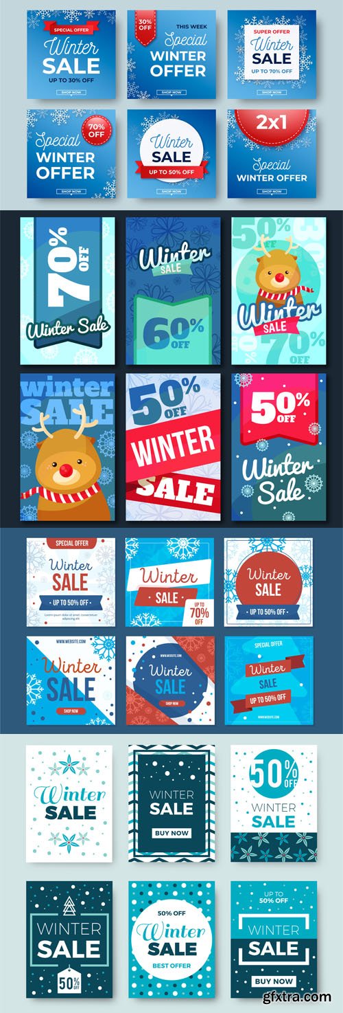 Creative Winter Sales Social Media Banners & Posts Vector Templates Creative Winter Sales Social Media Banners & Posts Vector Templates