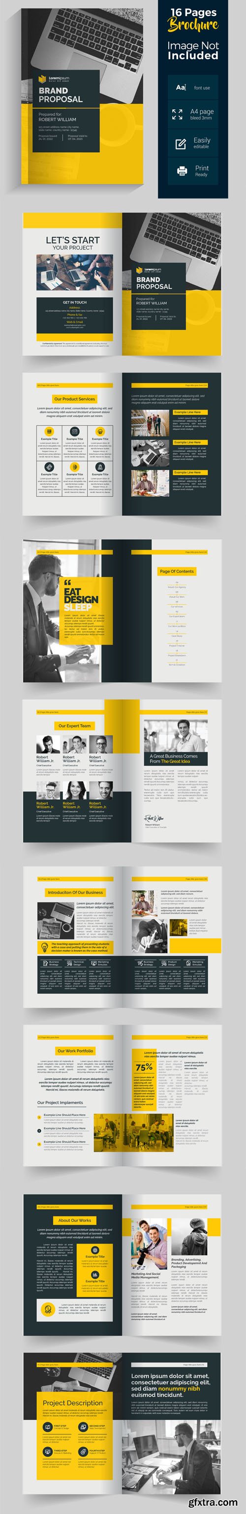 Corporate Brand Proposal - 16 Pages Brochure Vector Template Corporate Brand Proposal - 16 Pages Brochure Vector Template