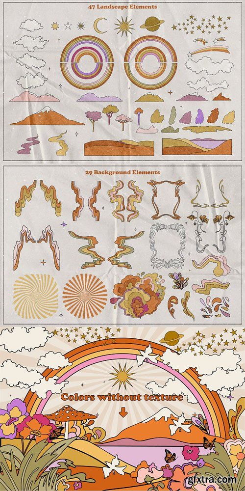 Hippie Aesthetic Vector Templates + PNG Hippie Aesthetic Vector Templates + PNG
