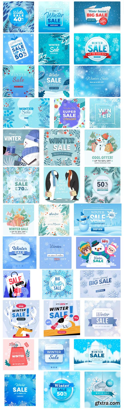 40 Winter Sales Backgrounds Vector Templates 40 Winter Sales Backgrounds Vector Templates
