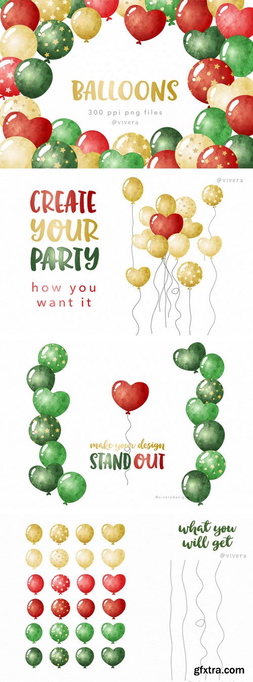 Watercolor Balloons for Celebrations - Clipart PNG Watercolor Balloons for Celebrations - Clipart PNG
