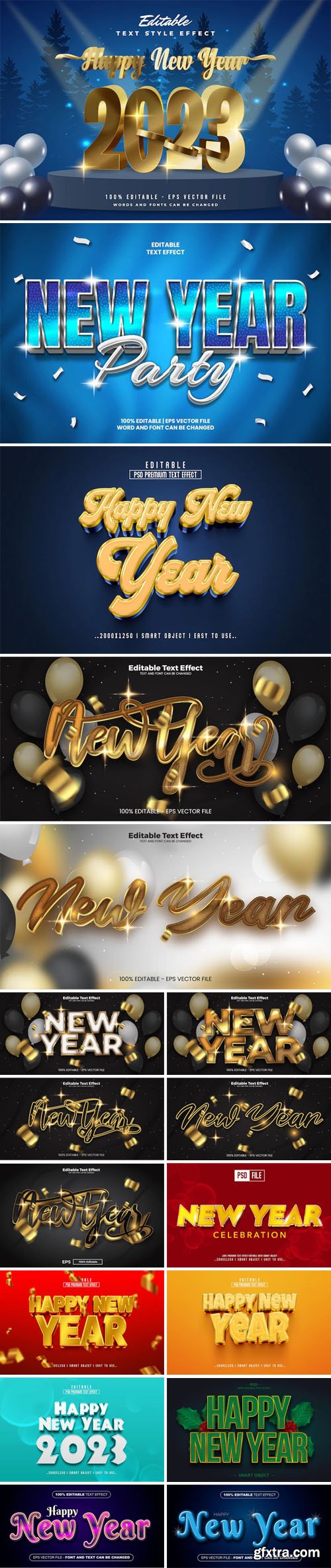 Happy New Year 2023 - 17 Creative Text Effects for Photoshop & Illustrator Happy New Year 2023 - 17 Creative Text Effects for Photoshop & Illustrator