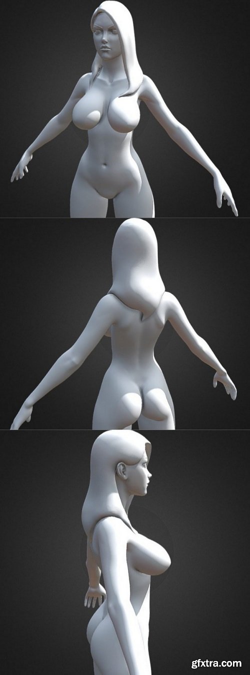 Stylized Female Large Breasts Highpoly version 3D Model