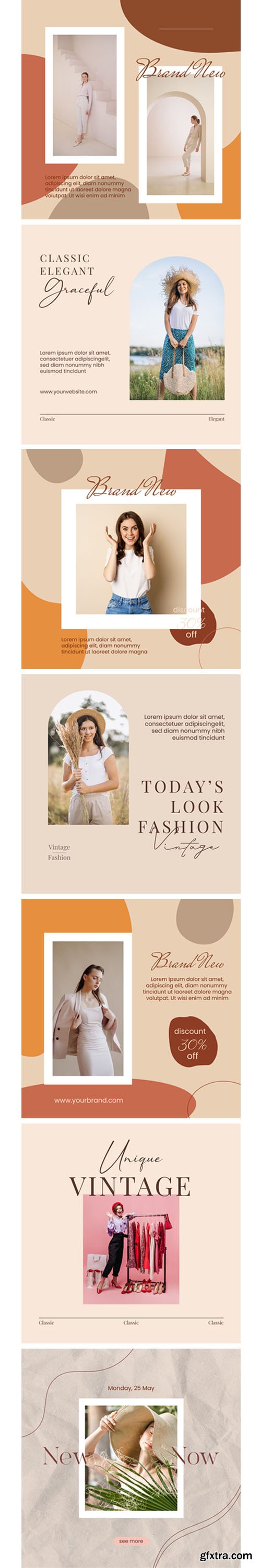 Fashion Social Media Banners with Nature Wallpapers - Vector Templates Fashion Social Media Banners with Nature Wallpapers - Vector Templates