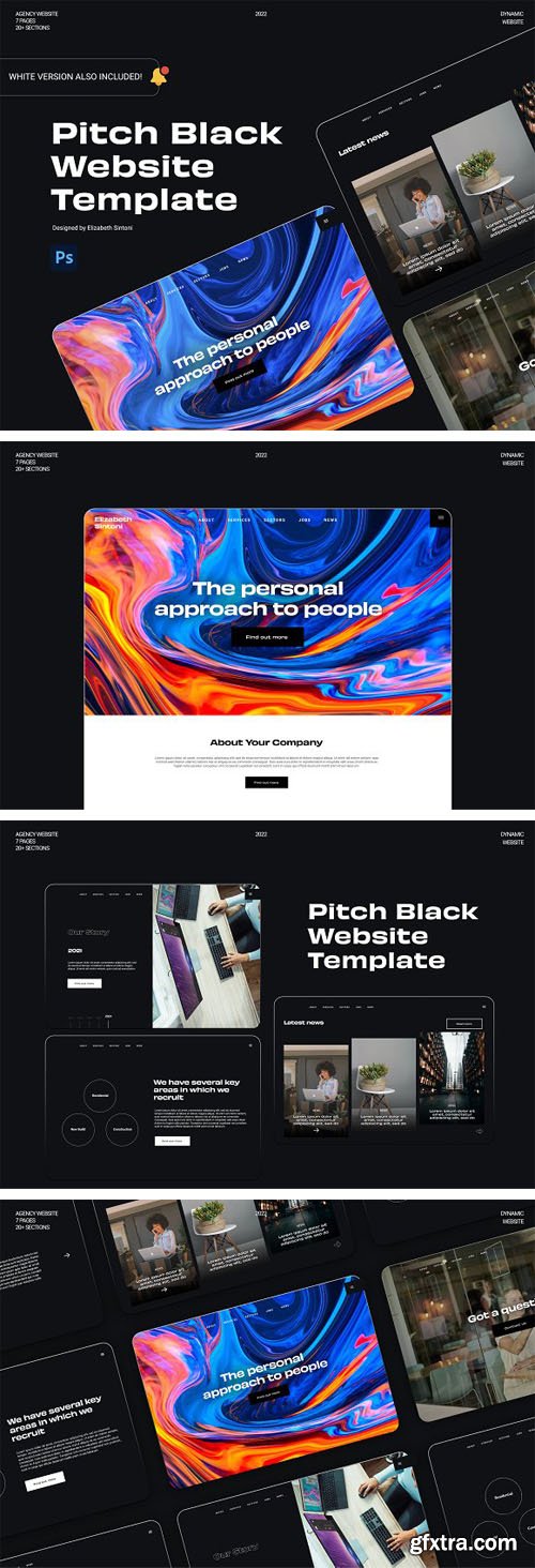 Pitch Black Website PSD Template - Dark & Light Themes Pitch Black Website PSD Template - Dark & Light Themes