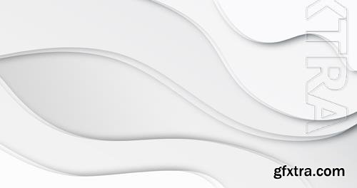 PSD modern white abstract shapes background psd, horizontal desktop wallpaper, 4k panoramic backdrop