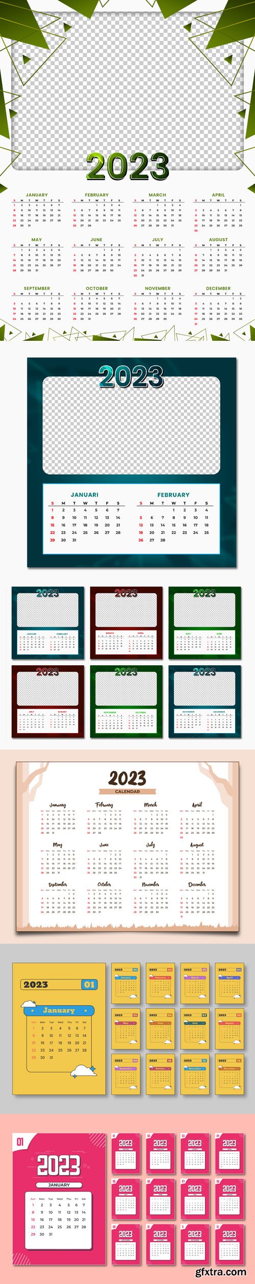 5 Calendars for New Year 2023 PSD Templates 5 Calendars for New Year 2023 PSD Templates