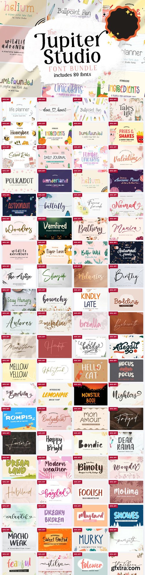 The Jupiter Studio Font Bundle - 80 Premium Fonts Worth $1048 The Jupiter Studio Font Bundle - 80 Premium Fonts Worth $1048