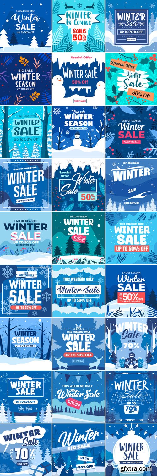Big Winter Sale Pack - 50 Flat Social Media Banners - Premium Vector Templates Big Winter Sale Pack - 50 Flat Social Media Banners - Premium Vector Templates