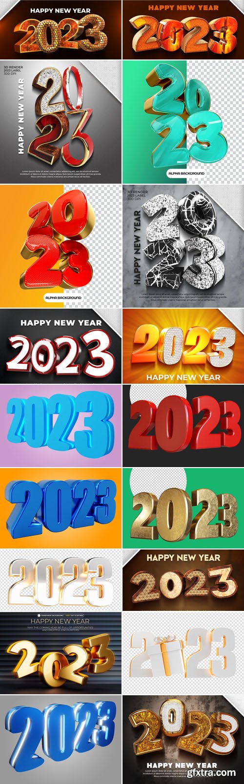 Happy New Year 2023 - 20+ 3D Renders PSD Templates Happy New Year 2023 - 20+ 3D Renders PSD Templates