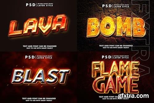 Set of Burn Editable Psd Text Effect Set of Burn Editable Psd Text Effect