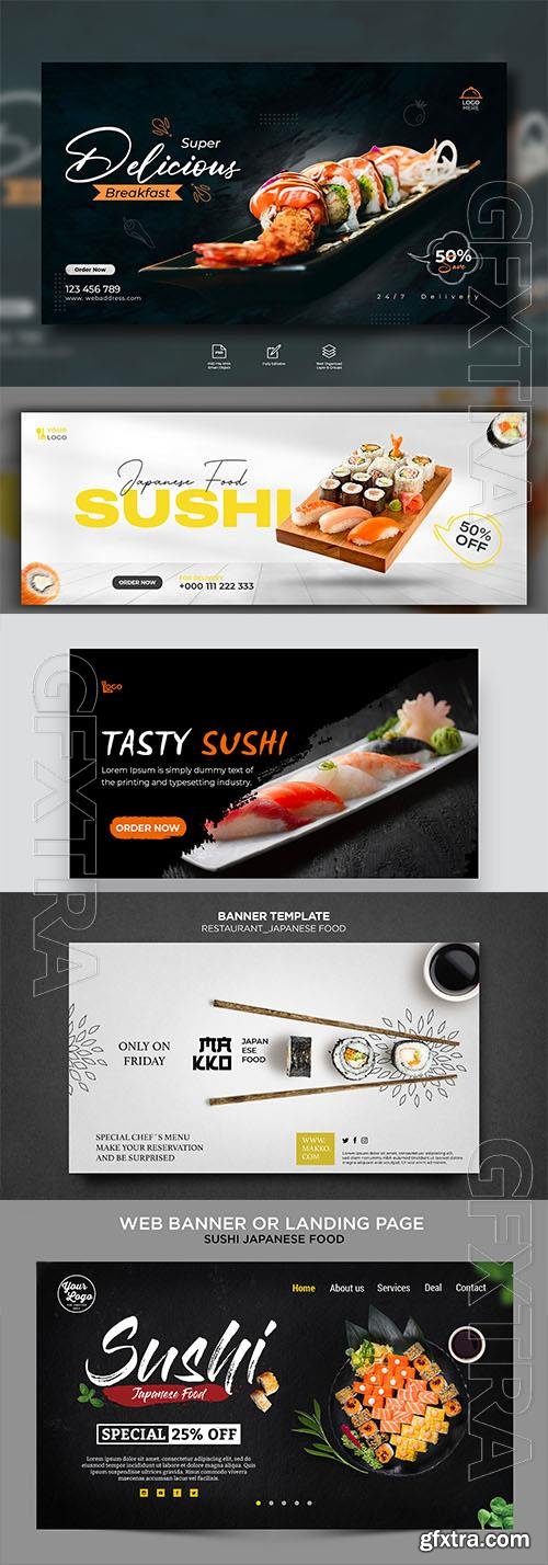 PSD sushi and chopsticks banner web template PSD sushi and chopsticks banner web template