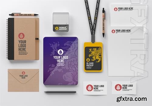 PSD office stationery mockup 3d render PSD office stationery mockup 3d render