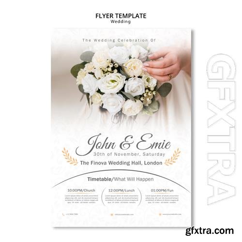PSD beautiful wedding invitation with bouquet of flowers PSD beautiful wedding invitation with bouquet of flowers