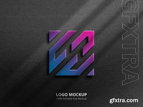 PSD 3d gradient logo mockup with shadow overlay PSD 3d gradient logo mockup with shadow overlay
