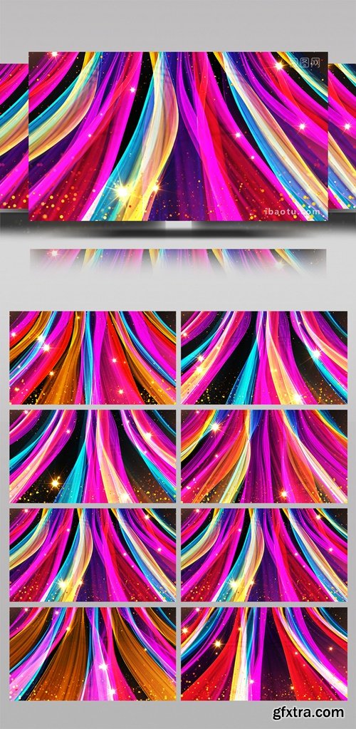 Colorful Ribbons Fluttering Festive Dynamic Stage Background 1614164