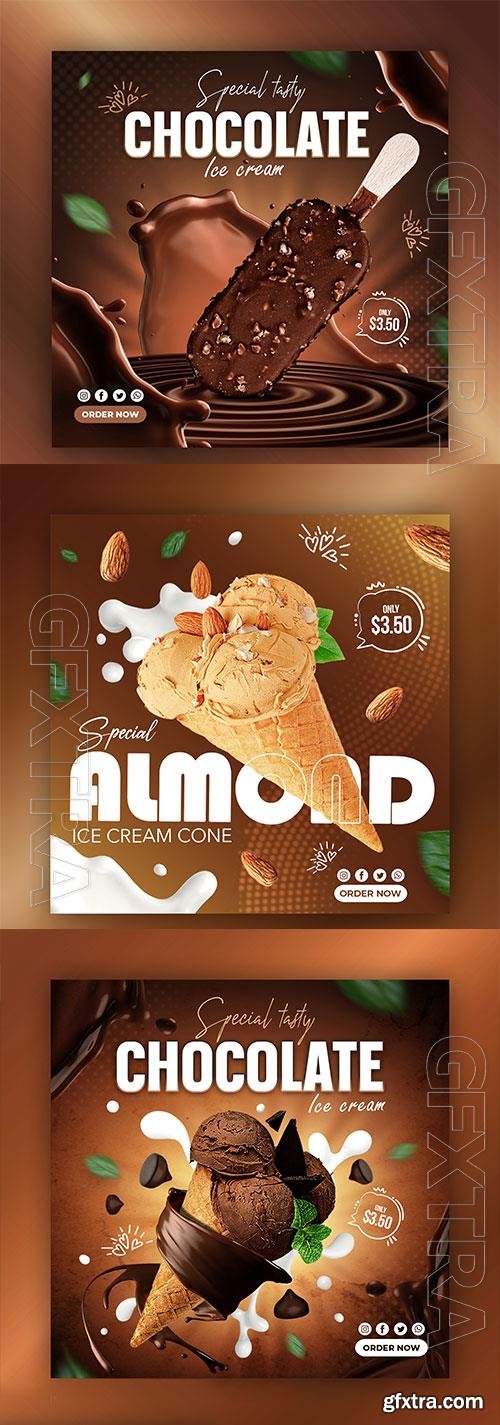 PSD chocolate ice cream social media instagram post banner design template PSD chocolate ice cream social media instagram post banner design template