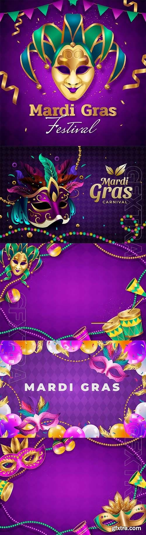 Vector realistic mardi gras fest background Vector realistic mardi gras fest background