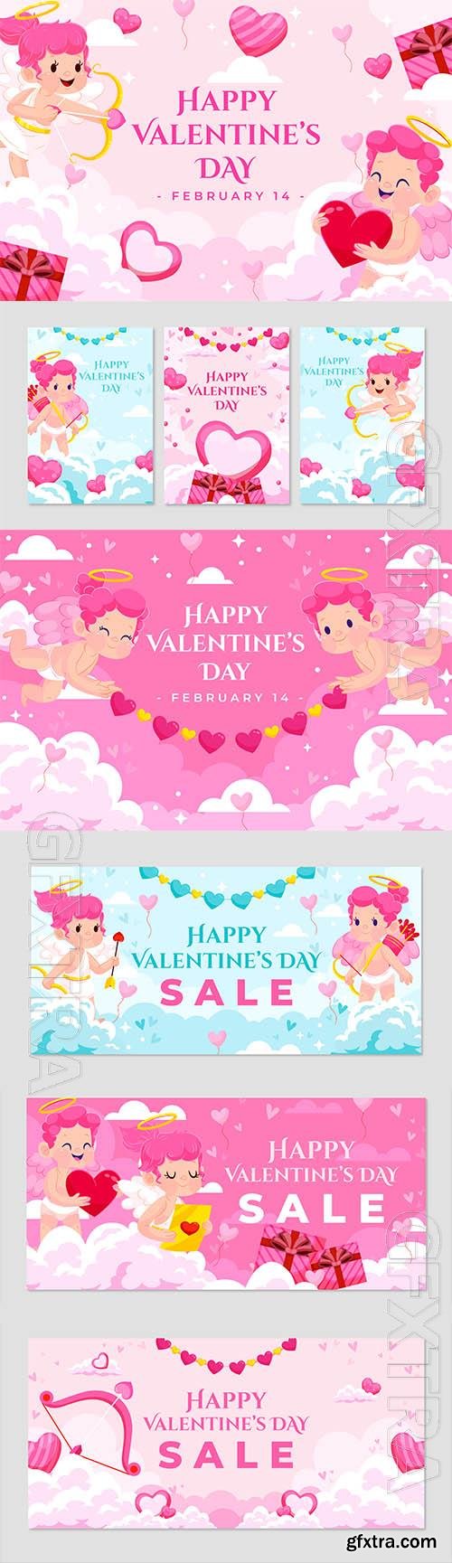 Vector flat valentines day background Vector flat valentines day background