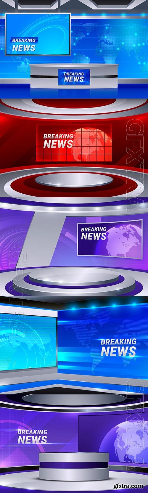 Vector realistic news studio background Vector realistic news studio background