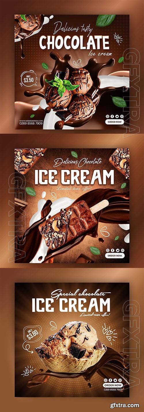 PSD chocolate, fruit and berry ice cream social media banner design template vol 3 PSD chocolate, fruit and berry ice cream social media banner design template vol 3