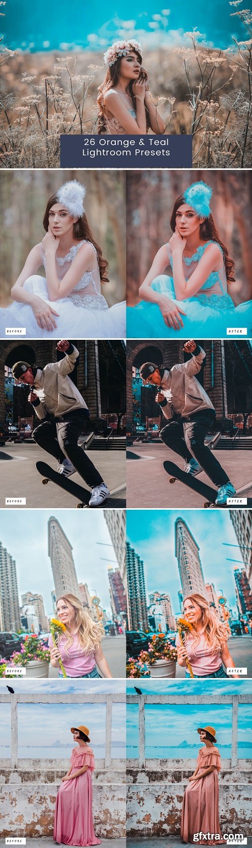 26 Orange &amp; Teal Look Lightroom Presets T9V5DUY
