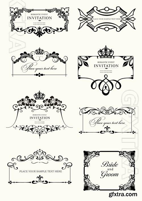 Vector set of ornate vector frames and ornaments with sample text perfect as invitation Vector set of ornate vector frames and ornaments with sample text perfect as invitation
