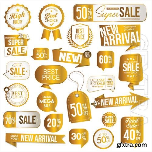 Vector collection of golden premium badge stickers and seals vol 2 Vector collection of golden premium badge stickers and seals vol 2