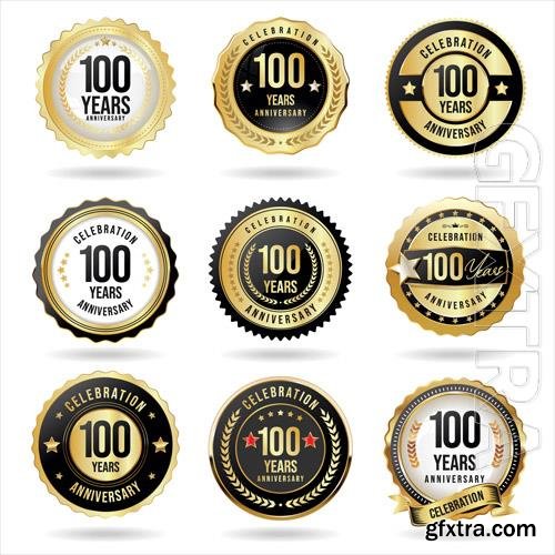 Vector collection of golden anniversary badge and labels vector illustration vol 12 Vector collection of golden anniversary badge and labels vector illustration vol 12