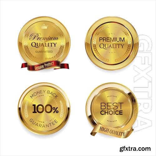 Vector collection of golden badges and labels retro premium quality Vector collection of golden badges and labels retro premium quality