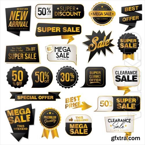 Vector collection of golden premium badge stickers and seals vol 6 Vector collection of golden premium badge stickers and seals vol 6