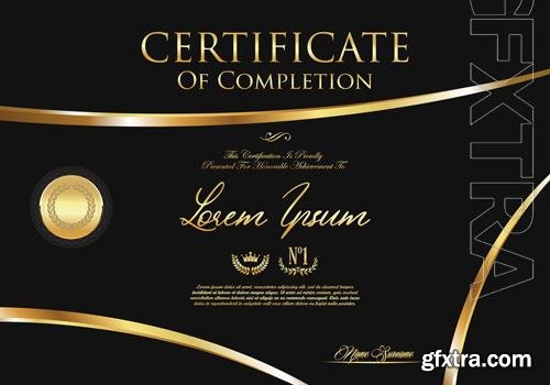 Vector certificate or diploma black and gold design vector illustration Vector certificate or diploma black and gold design vector illustration